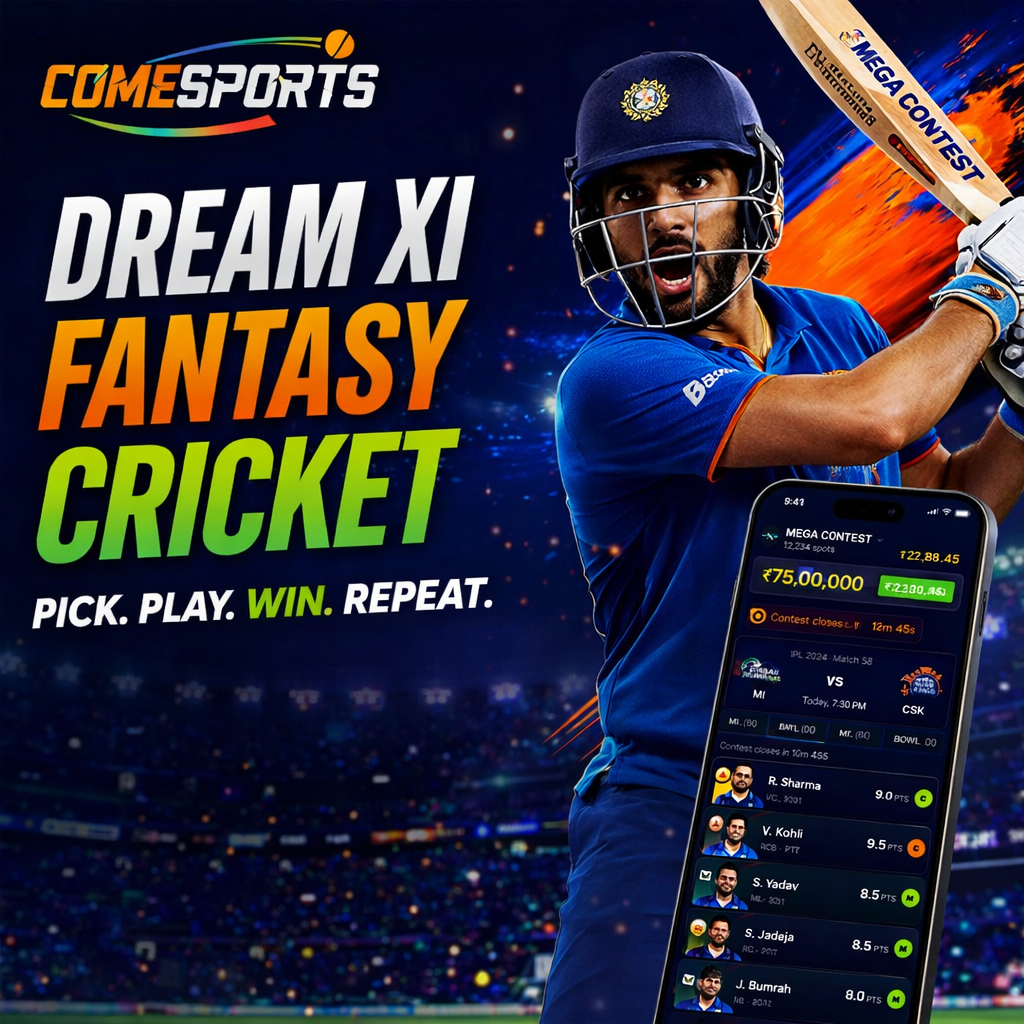 Come Fantasy Link Dream XI fantasy cricket ad visual